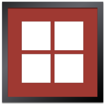 Black Frame Four Opening Bright Red Mat