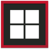 Red Frame Four Opening Black Mat