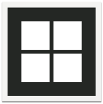 White Frame Four Opening Black Mat